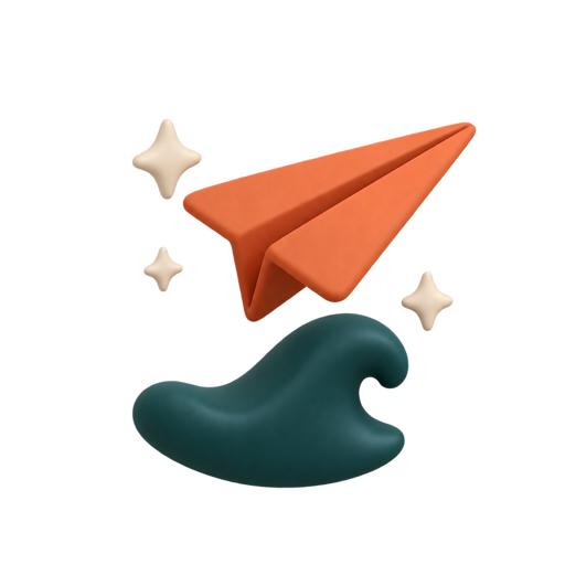 A paper plane gliding over a wave